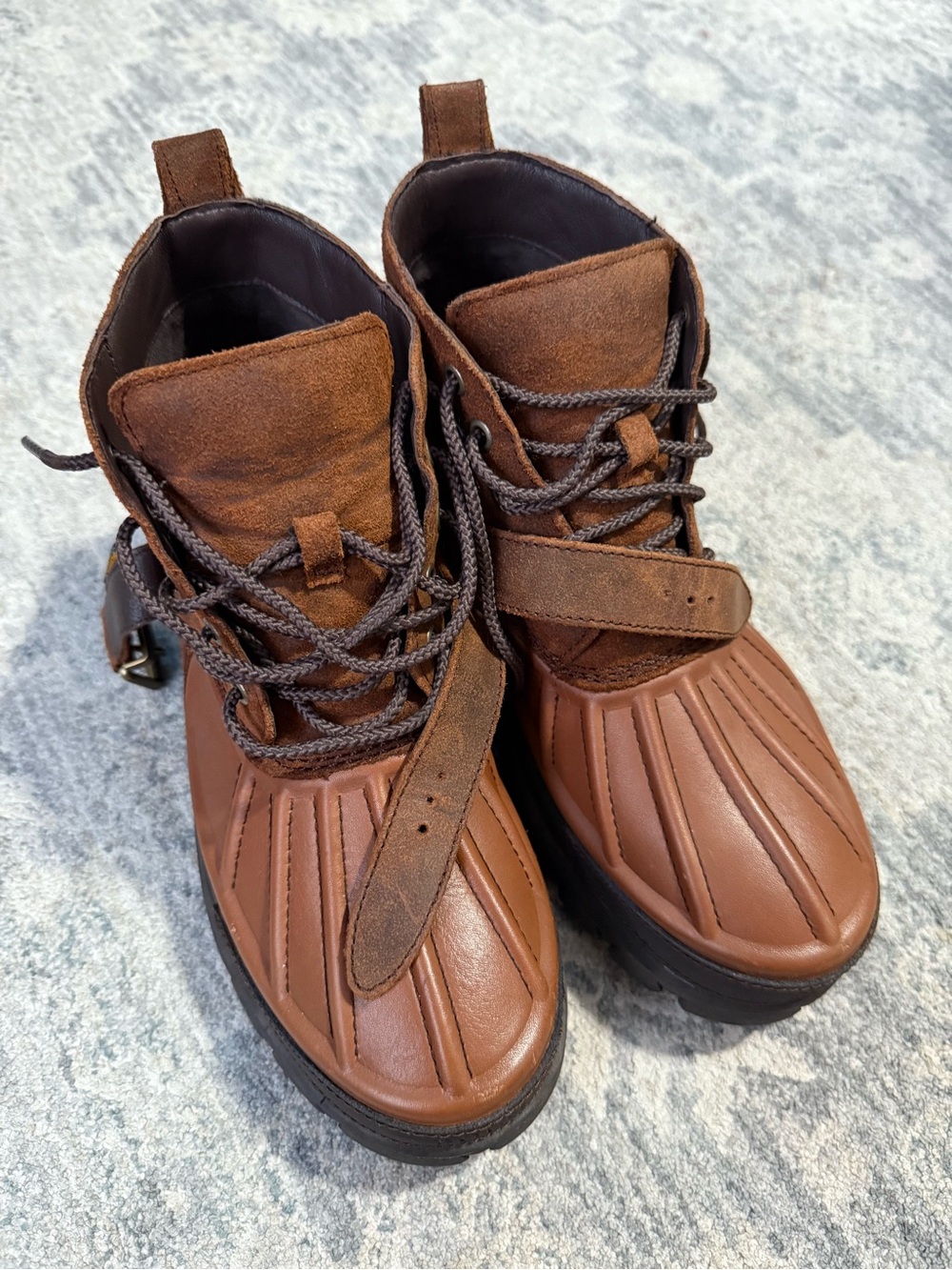 Polo by Ralph Lauren Brown Leather Lace-Up Duck Boots